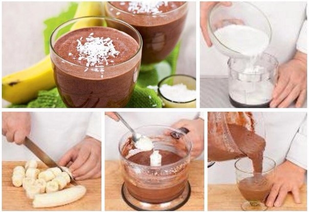 Шоколадный смузи с бананом и кокосовым молоком