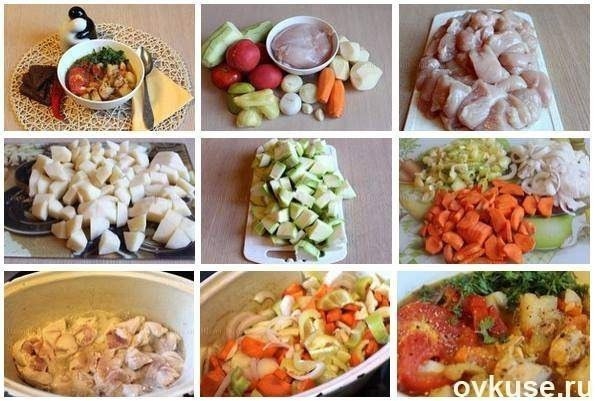 Очень вкусный рецепт овощного рагу с курицей!