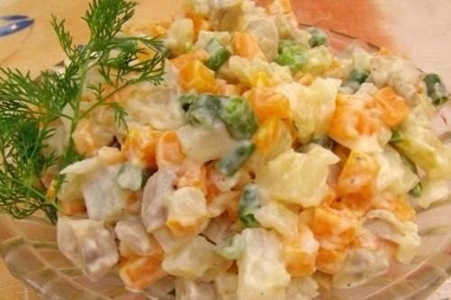 ВЕГЕТАРИАНСКИЙ САЛАТ "ОЛИВЬЕ" СО СТРУЧКОВОЙ ЗЕЛЁНОЙ ФАСОЛЬЮ
