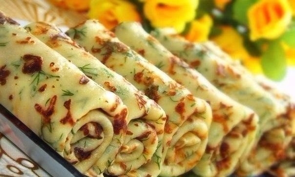 Сырные блины с зеленью