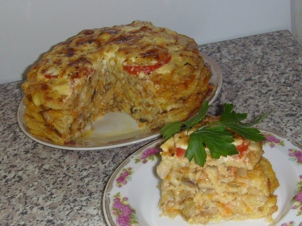 Овощной тортик с грибами!