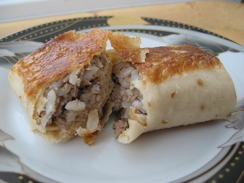 Блинчики с мясом и рисом. Вкусная классика!
