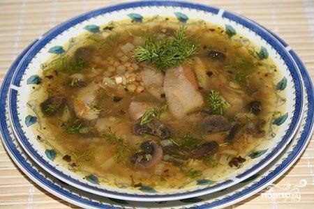 Чечевичный суп с грибами
