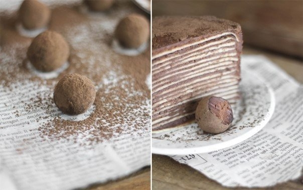 Шоколадный блинный торт с амаретто
