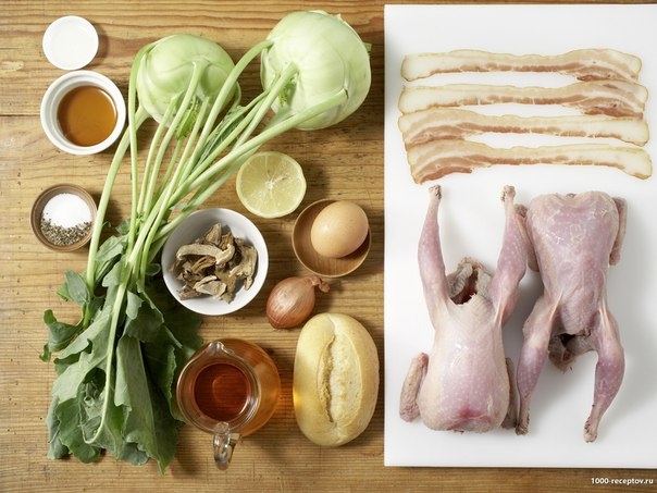 Фаршированная куропатка с кольраби