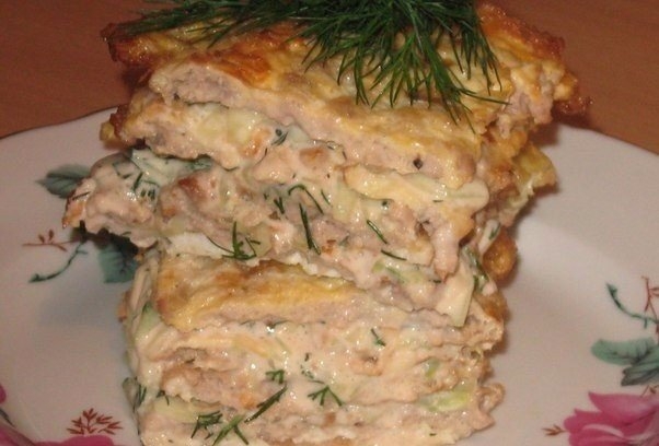Яично-мясной тортик - вкус шавермы.