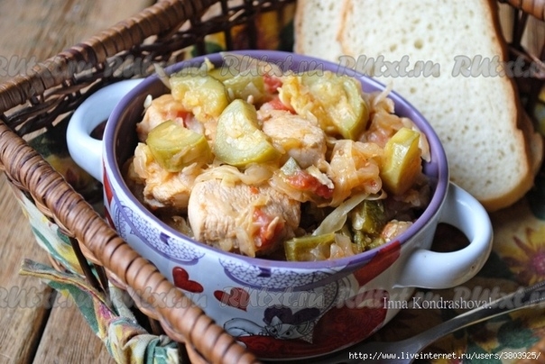 Овощное рагу с куриным филе - сочно и сытно