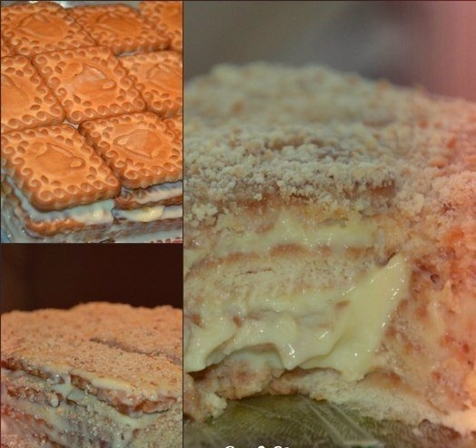Быстрый торт из печенья с заварным кремом.