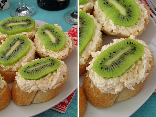 Бутерброды с киви - не совсем привычные, но очень приятные на вкус, нарядные для глаза и легкие для 