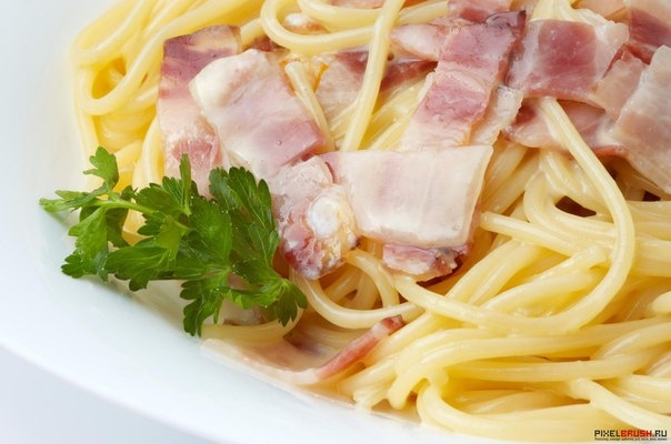 СПАГЕТТИ С ГРИБАМИ, СЫРОМ И ВЕТЧИНОЙ