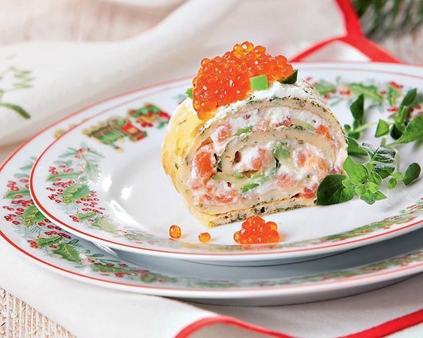 Вкусный рулет с красной икрой Вкусный рулет с красной икрой