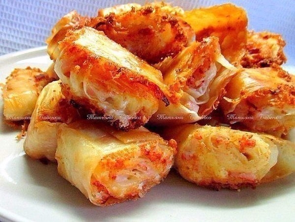 Пикантные хрустики из лаваша с начинкой