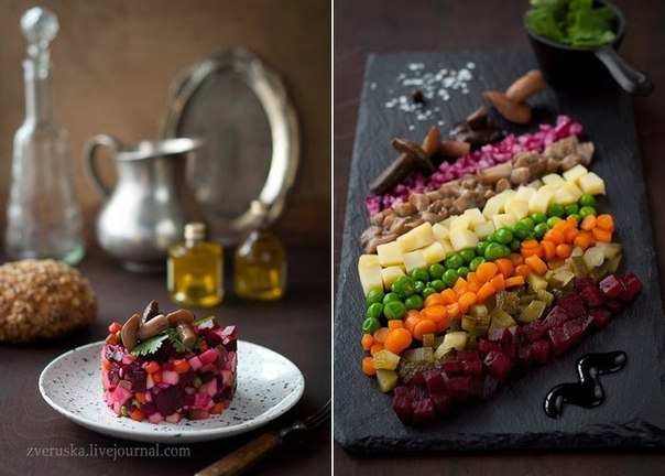 СЛОЕНЫЙ ВИНЕГРЕТ С МАРИНОВАННЫМИ ГРИБАМИ!