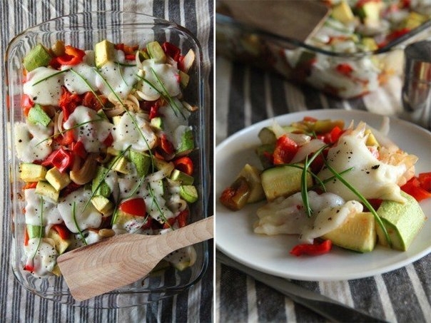 Запеченные овощи с козьим сыром