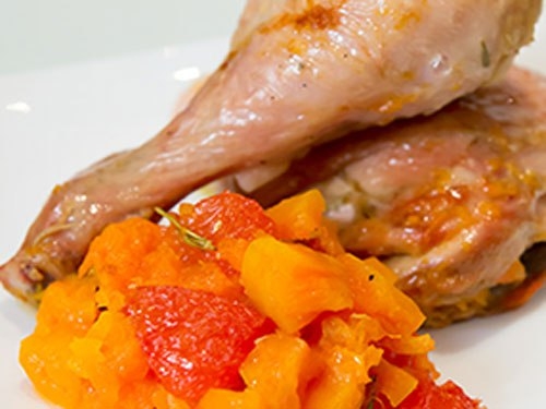 Курица запеченая с тыквой и грейпфрутом Курица запеченая с тыквой и грейпфрутом