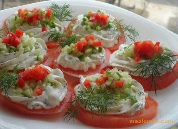 ЗАКУСКИ ИЗ ТОМАТОВ С ТВОРОГОМ