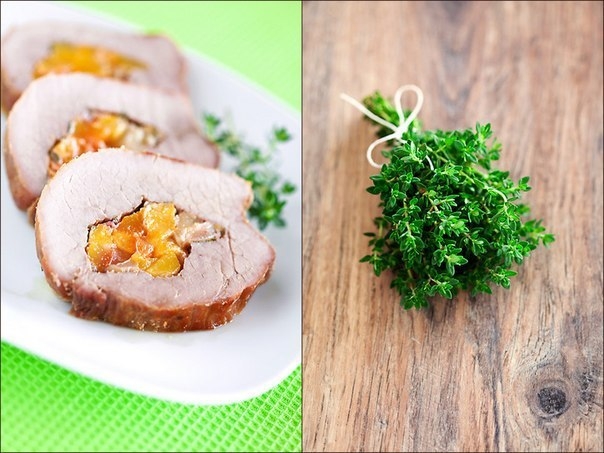 СВИНИНА, ФАРШИРОВАННАЯ ПЕРСИКАМИ. СВИНИНА, ФАРШИРОВАННАЯ ПЕРСИКАМИ.