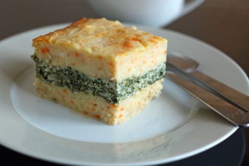 Запеканка с мясом курицы и шпинатом