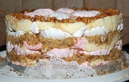 ТОРТ ИЗ ЗЕФИРА С ОРЕХАМИ.
