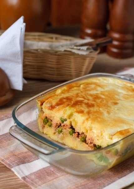 КАРТОФЕЛЬНАЯ ЗАПЕКАНКА С МЯСОМ И ГОРОШКОМ