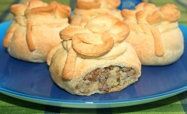 Мешочки с пшеном,мясом и овощами