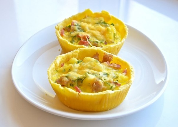 Мини киши с картошкой и мясным фаршем