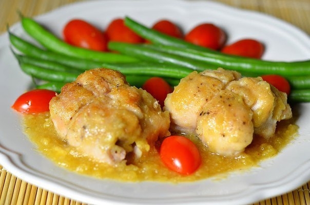 Филе голени цыплят с сыром и ананасом в ананасовом соусе
