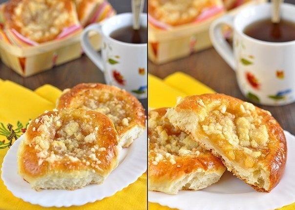 Простой и вкусный рецепт Ватрушки с яблоками и штрейзелем