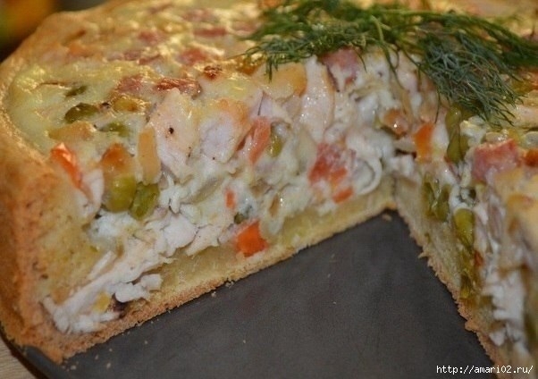 Мясной пирог с овощами