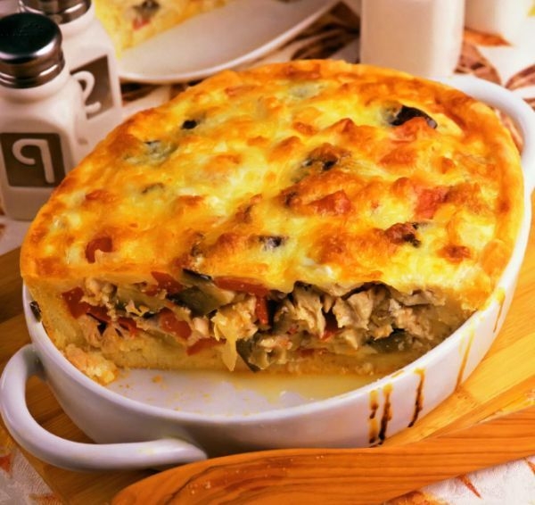 Пирог с баклажанами и куриной грудкой Пирог с баклажанами и куриной грудкой