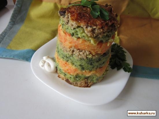 Картофельная запеканка с мясом,грибами и шпинатом