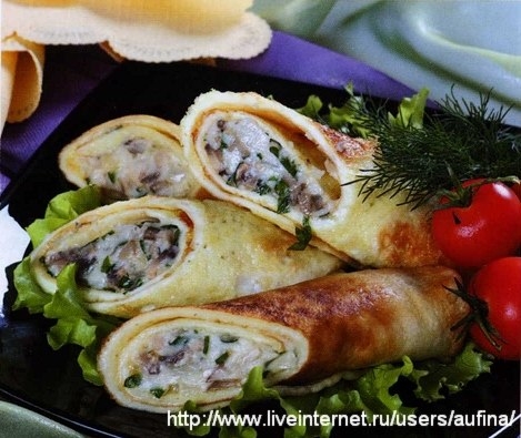 Омлетные блинчики с грибами Омлетные блинчики с грибами