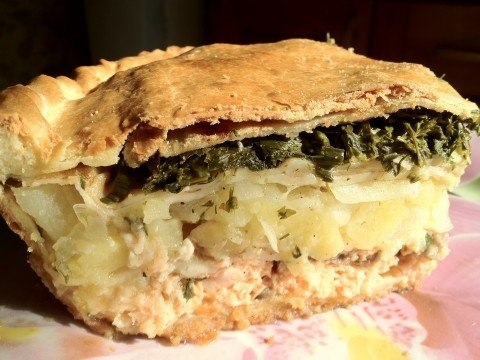 Кулебяка с тремя начинками