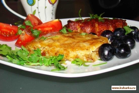 Картофель с жареным луком под сметанкой