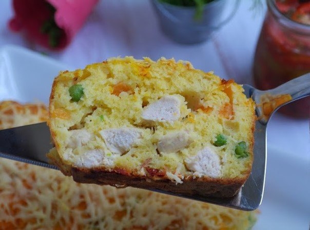 Сырный кекс с тыквой и куриным филе Сырный кекс с тыквой и куриным филе