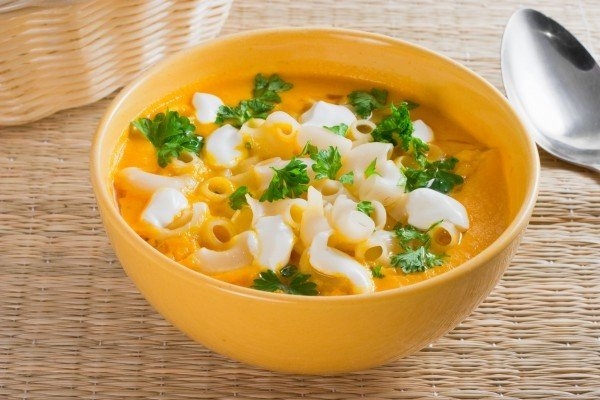 Тыквенный суп с макаронами