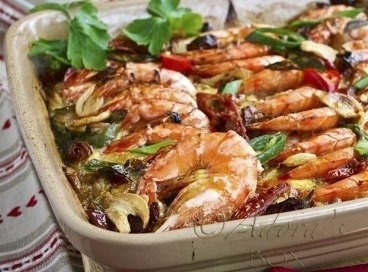 Запеченные острые креветки