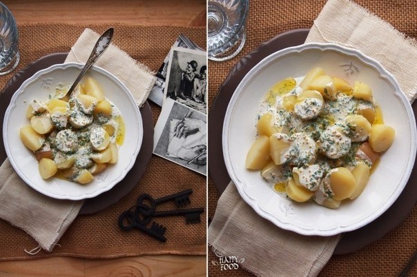 Теплый картофельный салат со сметанно-горчичным соусом