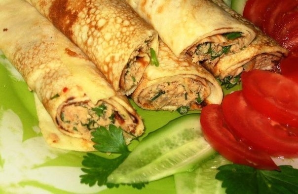 Блинчики с курицей.
