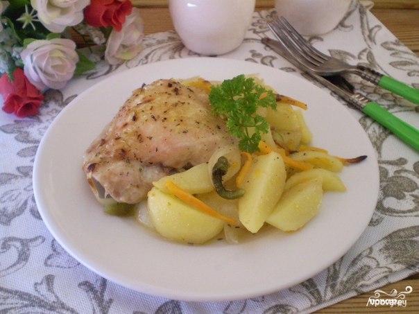 Бедро куриное с картошкой в духовке