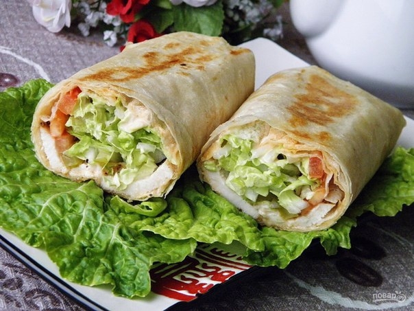Ролл из лаваша с курицей и овощами - ПП-перекус!