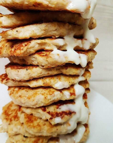 Куриные оладьи с сыром и шампиньонами