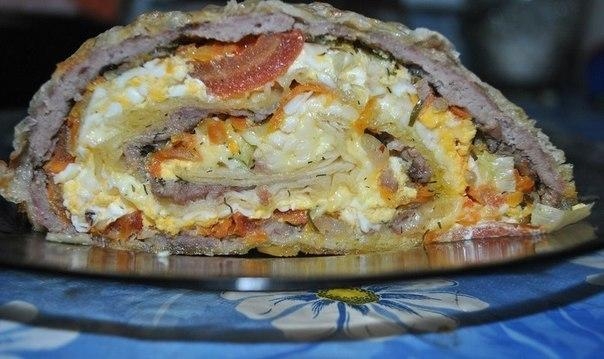 Рецепт: Мясной рулет Рецепт: Мясной рулет