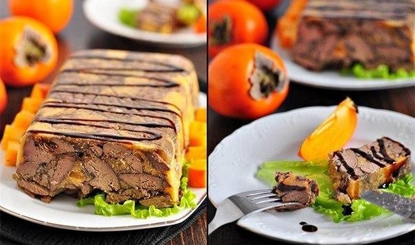 Рецепт: Террин из куриной печенки с хурмой
