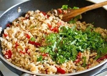 Рецепт: Жареный рис с овощами
