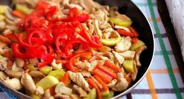 Рецепт: Соте с курицей и грибами