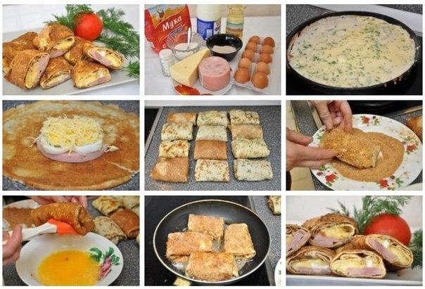 Рецепт: Блинчики с начинкой в панировке