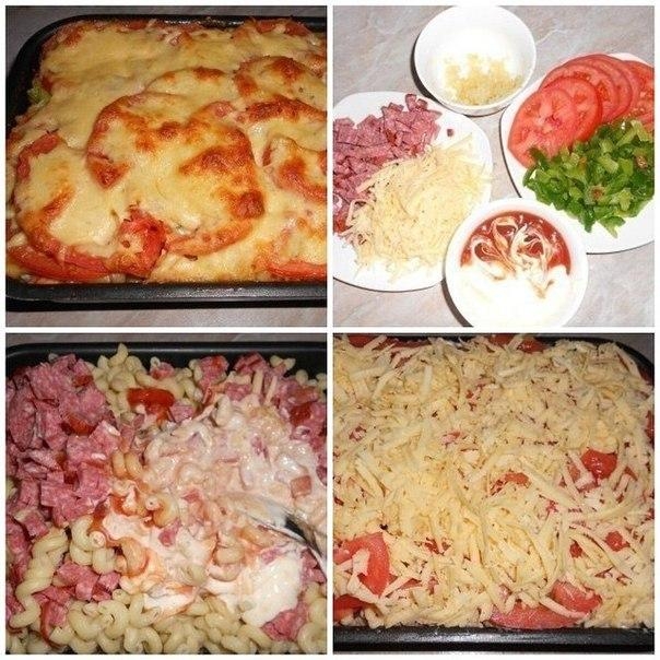 Рецепт: Пикантные макароны в духовке