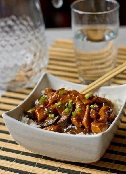 Рецепт: Курица с баклажанами по-китайски