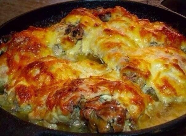 Рецепт: Курочка с чесноком и сыром